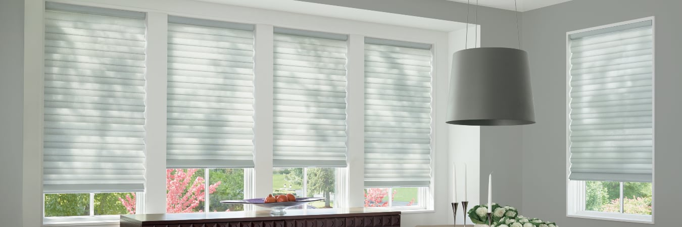 Plantation shutters in a window